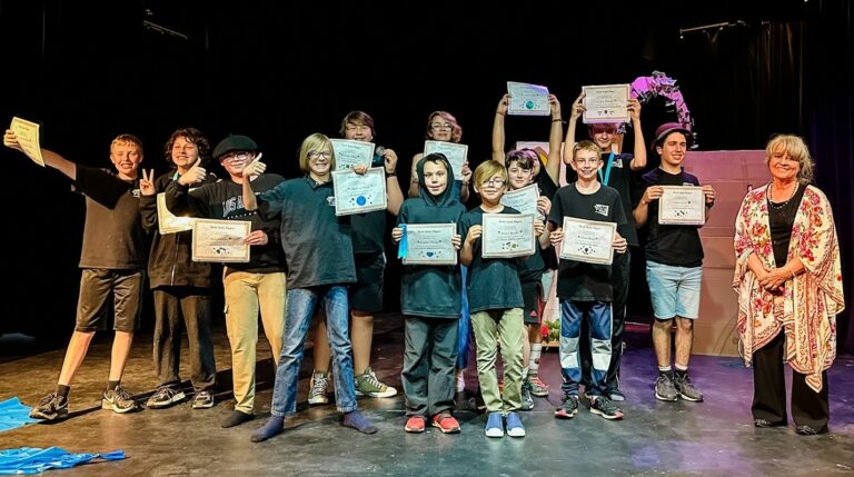 Liam Garner, Liam Pallasch, Rylie Laberge (black cap);Myles Laberge;Duncan King (behind) Hunter Dolan (hood in front) ; Sarah Dempsey (behind) Oliver Russell (front row) Finley Beyer; Celeste Sawan (back hidden); Mason Bingley (front) Eric Staines (holding up certificate): Guthrie Cleroux  and Marilyn Nicholas-Dahan